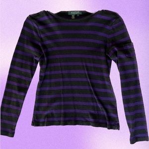 Ralph Lauren Petite Black and Purple Sweater